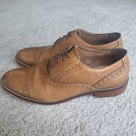 Johnston & Murphy Oxford Shoes Mens 10M Tan Leather Dress Cap Toe Conard 23-8682 - Picture 4 of 14
